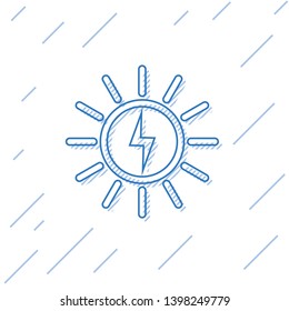 Blue Solar energy panel line icon isolated on white background. Vector Illustration