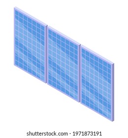 Blue solar panel icon. Isometric of blue solar panel vector icon for web design isolated on white background