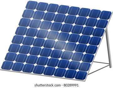 Blue solar panel with reflection in 3D