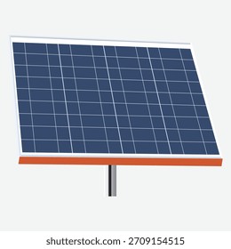 La Ilustración vectorial de paneles solares azules convierte la luz solar en energía eléctrica limpia, mostrando la tecnología fotovoltaica para energía renovable y un entorno más verde aislado sobre fondo blanco.