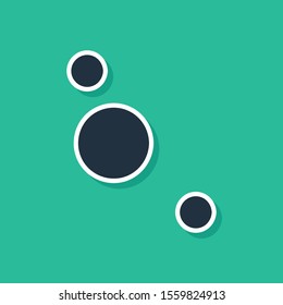 Blue Solar system icon isolated on green background. The planets revolve around the star.  Vector Illustration