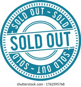 Blue Sold out Stamp. Eps10 Vector Badge.