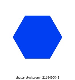 a blue solid hexagon icon. blue hexagon shape.