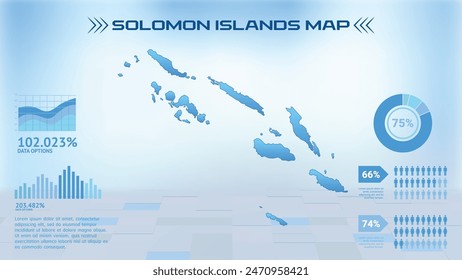 Blue Solomon Islands Map with States, Political Solomon Islands infographic map vector illustration