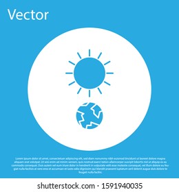 Blue Solstice icon isolated on blue background. White circle button. Vector Illustration