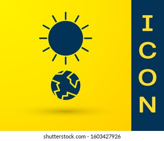 Blue Solstice icon isolated on yellow background.  Vector Illustration