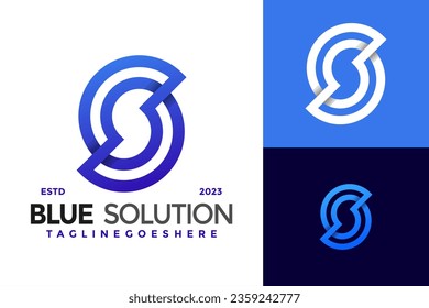 Carta de solución azul diseño de logotipo S símbolo de vector ilustración