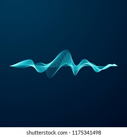 Blue sonic wave line. Abstract blue digital equalizer. Vector illustration