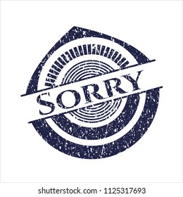 Blue Sorry distress with rubber seal texture