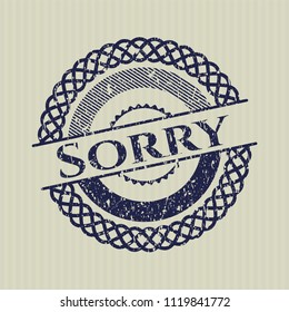 Blue Sorry distress rubber stamp