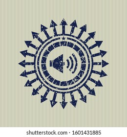 Blue sound icon inside rubber stamp