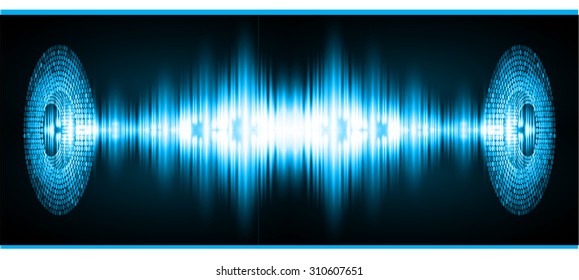 Blue Sound wave background suitable as a backdrop for music, technology and sound projects. Blue Heart pulse monitor with signal. Heart beat. 