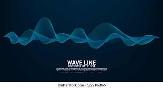 Blue Sound wave line curve on dark background. Element for theme technology futuristic vector