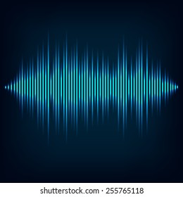 Blue sound wave on black background. + EPS10 vector file