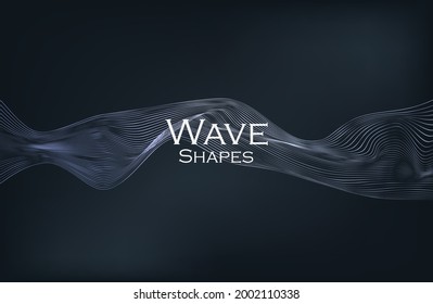 Blue sound wave on dark background. Luxury item. Vector illustration