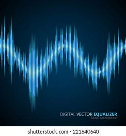 Blue sound wave on a dark background