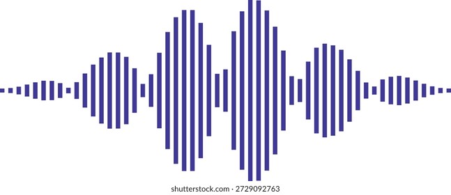 Blue sound waveform on white background representing audio signal or music visualization