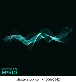Blue Sound Waves. Abstract Background. Vector Illustration