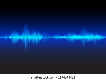 Blue sound waves glow light, stock vector