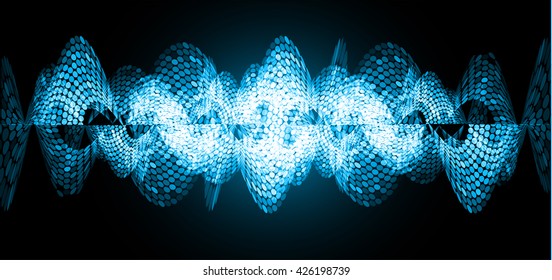 blue Sound waves oscillating