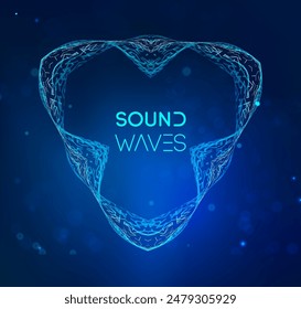 Blue sound waves with symmetrical pattern