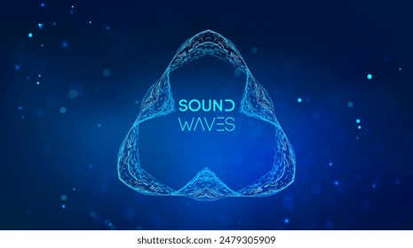 Blue sound waves with text
