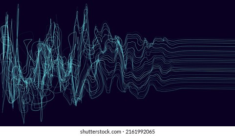 Blue Soundwave. Earthquake Impulse. Sound Waves Lines. Dynamic Noise Curves . Vector Illustration Abstract Design.