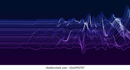 Blue Soundwave. Earthquake Impulse. Sound Waves Lines. Dynamic Noise Curves . Vector Illustration Abstract Design.