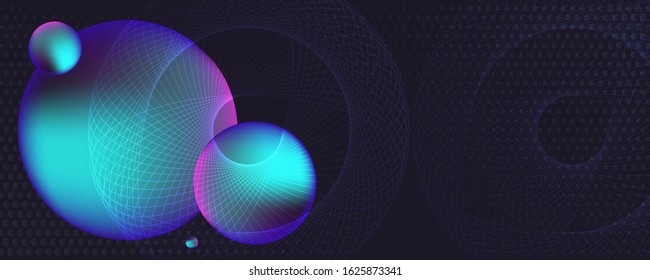 Blue Space 3d neon modern abstract liquid poster design, abstract design for web landing