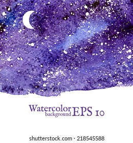 Blue space background. Blue watercolor banner template. Painting. Vector illustration with empty space for your text