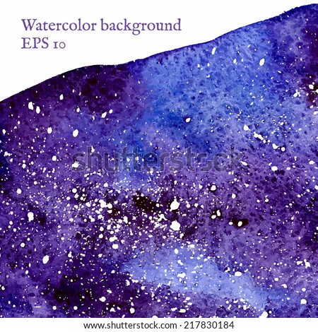 Blue space background. Blue watercolor banner template. Painting. Vector illustration with empty space for your text