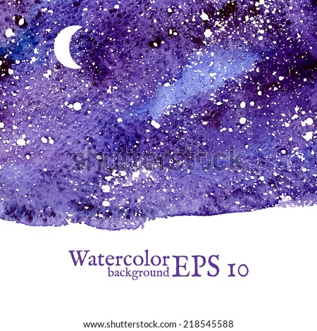 Blue space background. Blue watercolor banner template. Painting. Vector illustration with empty space for your text