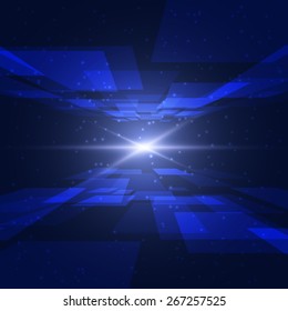 Blue space with 
bright stare made in vector