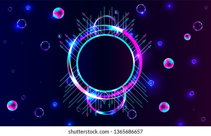 Blue space bubbles 3d cluster pastel shades decorative balls abstract vector illustration pearls new trendy neon circles