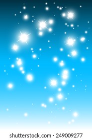 Blue space falling abstract sparkles vector background illustration - Abstract shiny sparkles and glitters over vector blue background illustration
