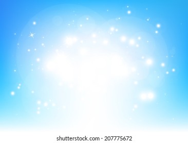 Blue space glitters background illustration - Vector abstract blue sparkle shiny background
