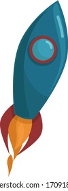 Blue space rocket, illustration, vector on white background