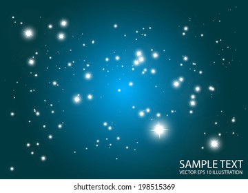 Blue space sparks and lights vector background illustration - Abstract vector shiny stars  background template