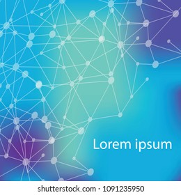 Blue Space Stars Constellations Background. Science chemistry design. Abstract lines and points in winter colors. Vector illustration eps10.