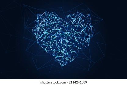 Tarjeta valentina de espacio azul con línea de plexo. Patrón geométrico moderno con luz. Banner de red para gráfico de sitios web.