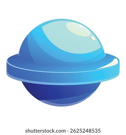 Blue spaceship flying, spacecraft exploring galaxy