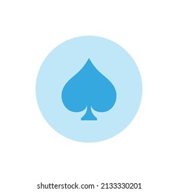 Blue spades suit icon vector with white background. Playing cards symbol.