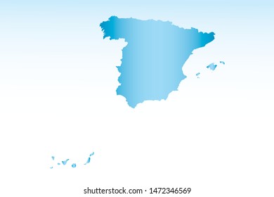 Blue Spain map ice with dark and light effect vector on light background illustration