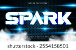 Blue spark Electric Style 3D Editable text effect Template Design