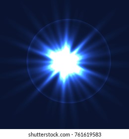 Blue Spark vector light effects. star and star burst shine.Magic vector spotight illumination.
