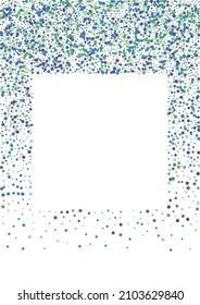 Blue Sparkle Confetti Illustration. Purple Dot View. Ball Color Background. Green Fall Circle.