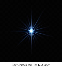 Icono azul del sistema de la chispa. Estrella azul brillante con rayos de luz radiante sobre un fondo oscuro, que simboliza un efecto luminoso futurista o decorativo. Perfecto para temas de energía o ciencia ficción.