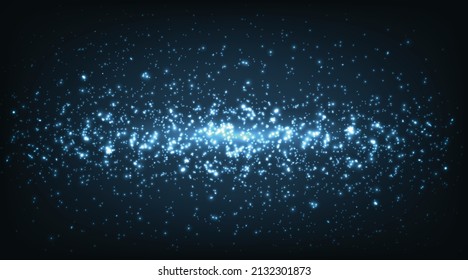 Blue sparkles background.Glowing streaks on dark background.Vector illustration.