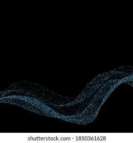 Brillos azules que fluyen de la ola con fondo oscuro