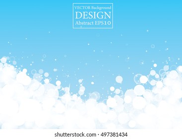 Blue sparkles glitter and rays lights bokeh abstract holiday background/texture.  Vector background. 